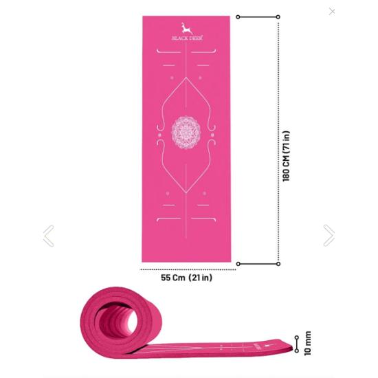 Alignment Yoga Pilates Stretching Mat Exercise Mat 180x55 Cm 10 Mm