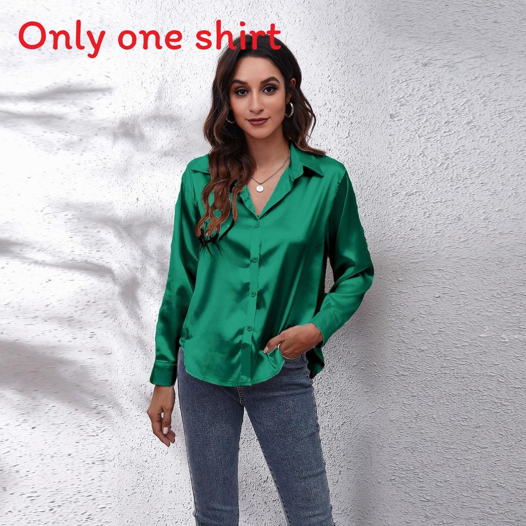 Satijnen Blouse Voor Dames Met Lange Mouwen En Knoopsluiting Voor Kantoor