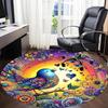 1pc Colorful Bird Illustration Chair Carpet for Office, Round Polyester Mat, Indoor Decor for Office, Easycare Fabric, Washable Non-slip Area Carpet