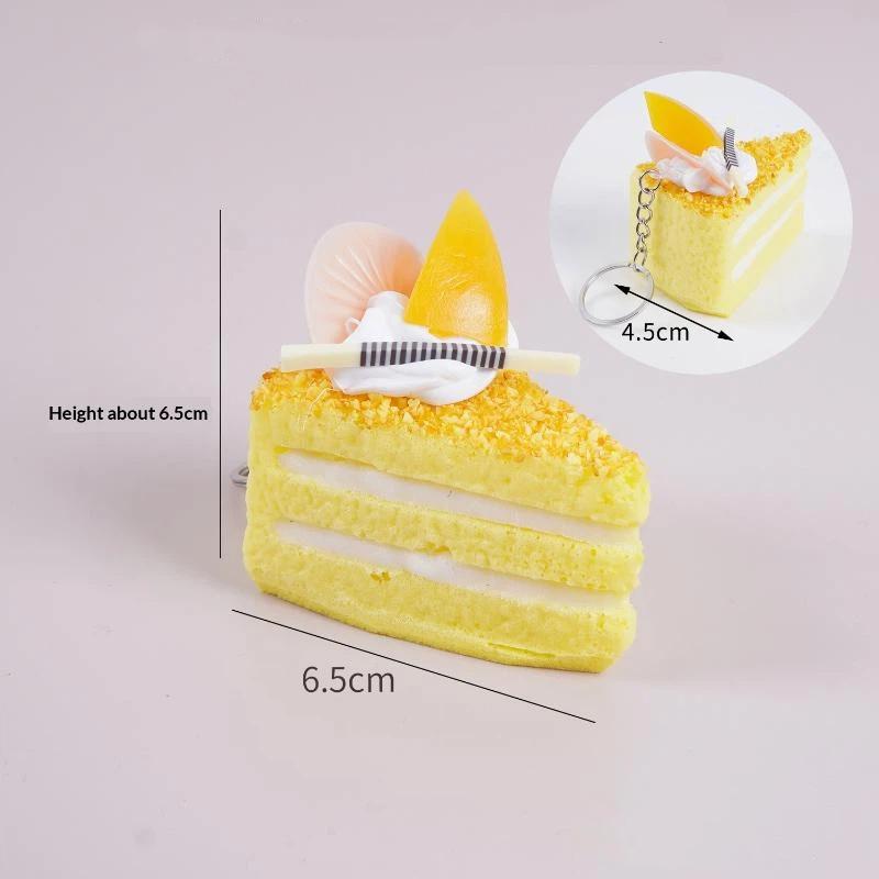 Realistic Triangle Cake Key Ring With Fruit Toppings Cute Food Shape Charm for School Bag Decor Student Birthday Gifts