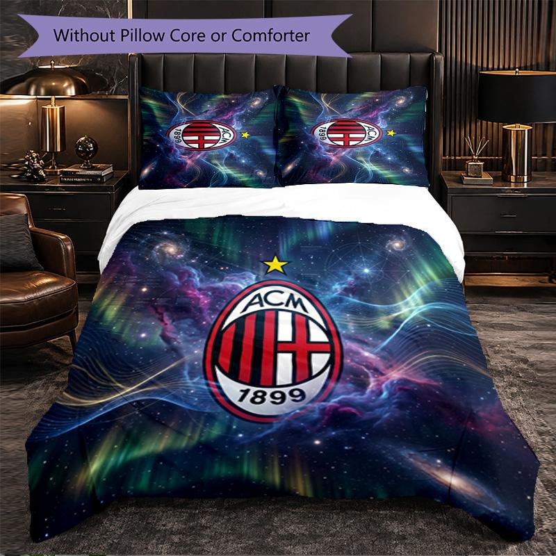 Set Lenzuola AC Milan Modello 3 Pezzi Morbida Copripiumino in Microfibra con Federe per Camera da Letto