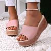 Platform Wedge Sandals For Women With Heels One Strap Design Stylish And Casual Leather Open Heel Cork Wedge Sandal For Womens