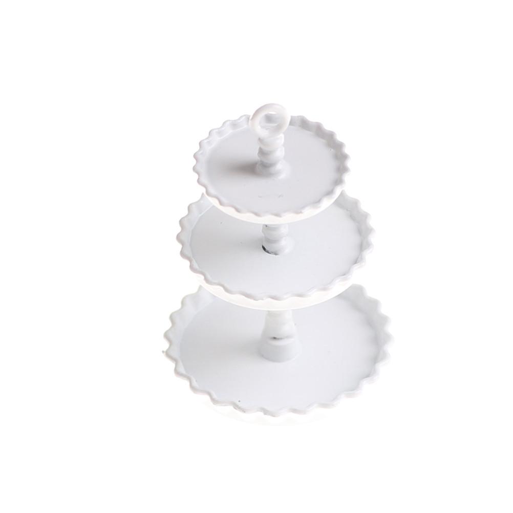 

1Pcs Food Racks 1/12 Dollhouse Miniature 3 Layer Metal Desserts Snack Rack Stand White Dolls Accessories