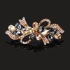 Clip de Primavera de Circonita Blanca Flor de Pedrería Brillante Clip Superior Clip Horizontal Elegante Adorno para el Cabello de Moda para Madres