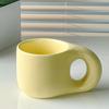 1Set 350ml Ceramic Coffee Chubby Mug Saucer Set Creative Cute Fat Handle Cup with Saucer for Office and Home Room Decor