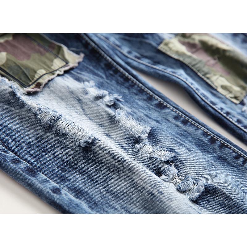 Vaqueros de moda hombre camuflaje parche rasgado vaqueros marea comprar a  buen precio — entrega gratuita, reseñas reales con fotos — Joom