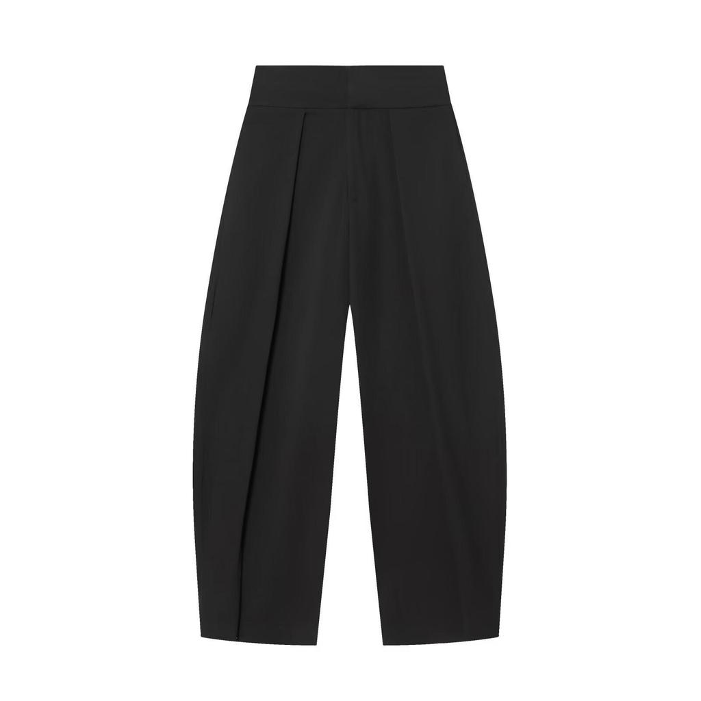 Women's High-Waisted Pleated Wide-Leg Trousers - European & American Spring Fashion