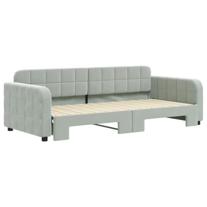 VidaXL Lit de jour avec lit gigogne gris clair 90x200 cm velours 3196929