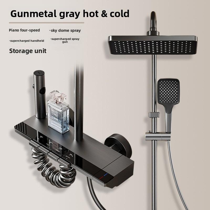 Bathroom Shower Set Piano Key Rainlfall Bath Showers System Set Apartment Bathtub Shower Faucet Full Set