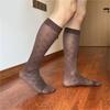 Men's Breathable Nylon Thin Dress Socks with Argyle Pattern Design Middle Calf Business Formal Socks Hosiery Gift