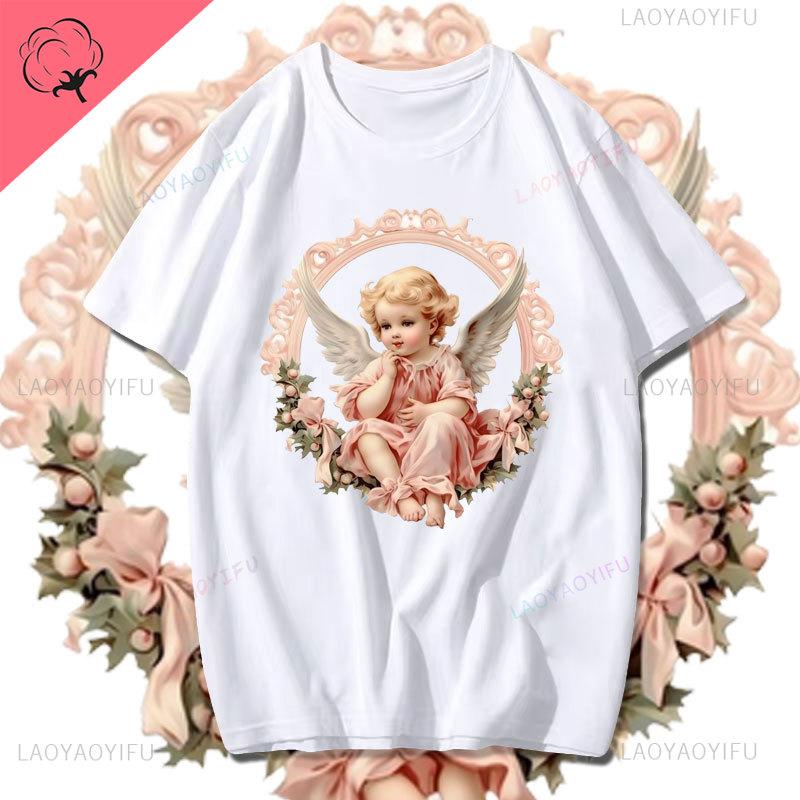 Fashion Fiorucci Baby Angel Graphic Tshirt Summer Classic Aesthetic T Shirt Unisex Unisex Kawaii Clothes Creative Couple Short Sleev Unisex
