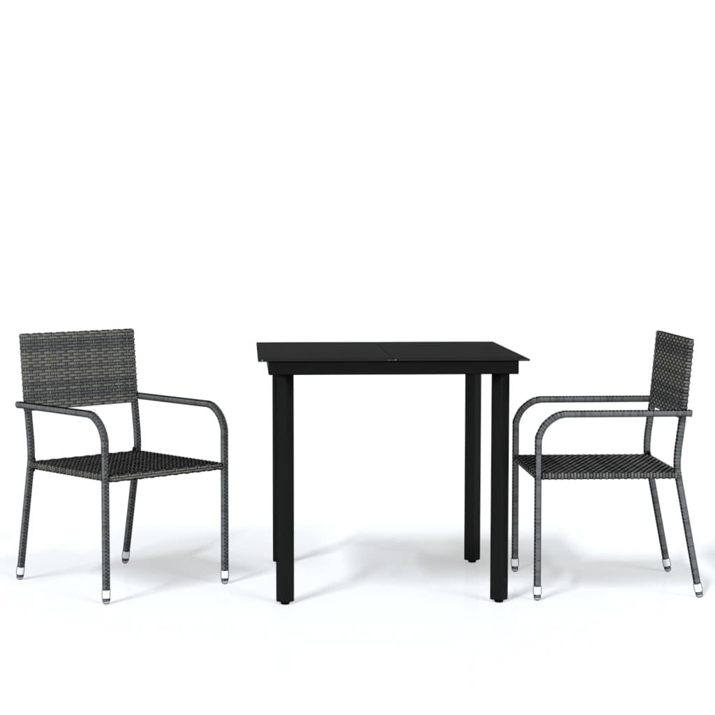 3 Piece Outdoor Dining Set Grey