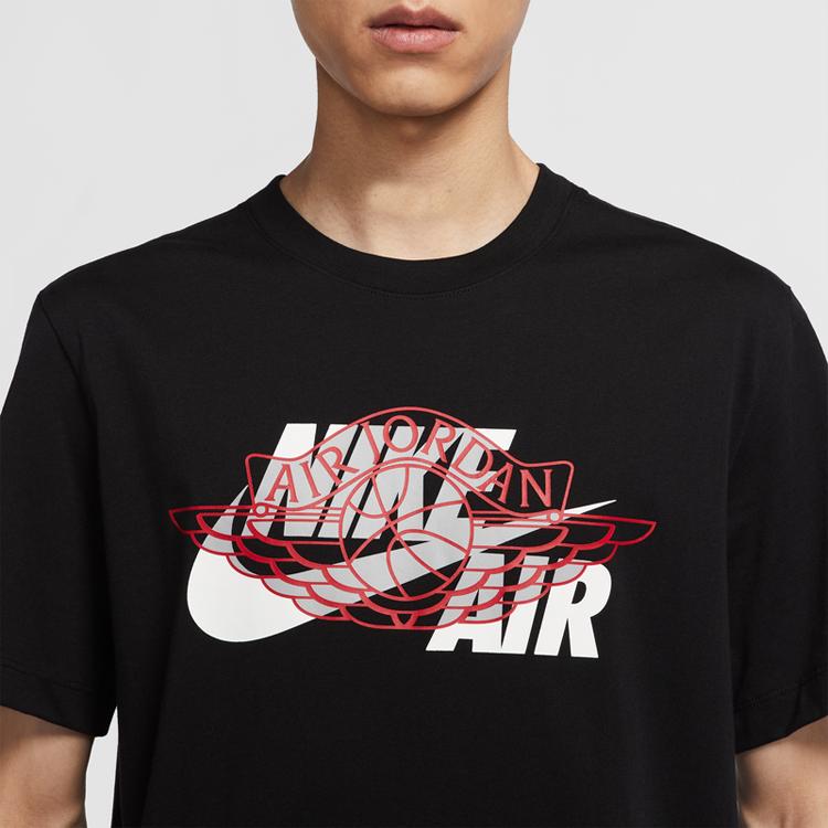 Jordan Letter Logo Graphic Print American Vintage Crew Neck Casual Short Sleeve T-Shirt Men T-Shirts Black DN1445-010