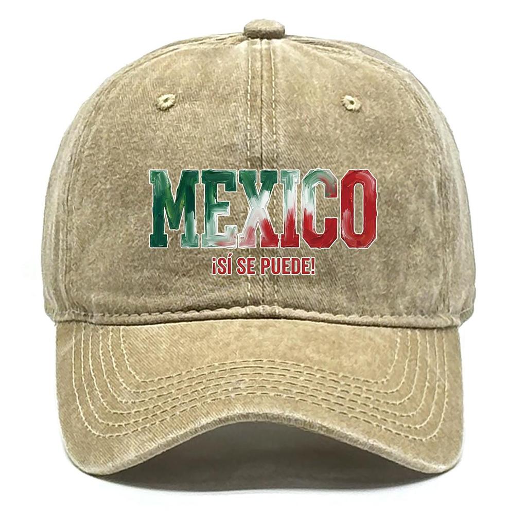 "MEXICO" "SI SE PUEDE" Flag Printed Snapback Baseball Cap , Adjustable Baseball Hat Lightweight Inelastic Fashion Unisex Dad Hat