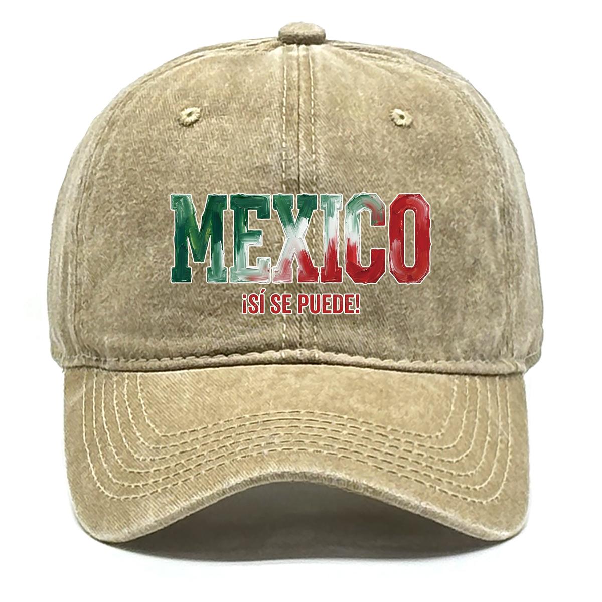 

MEXICO SI SE PUEDE Flag Printed Snapback Baseball Cap , Adjustable Baseball Hat Lightweight Inelastic Fashion Unisex Dad Hat as the picture хакі