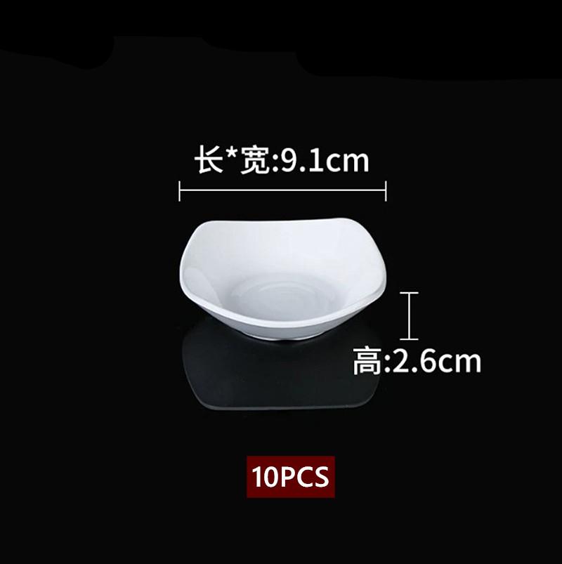 10PCS White Melamine Sauce Dish Multi-grid Seasoning Plate BBQ Hot Pot Dipping Bowl Restaurant Condiment Small Serving Platter