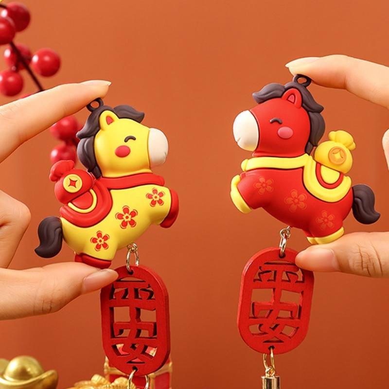 3D Cartoon Horse Pendant Hanging Decoration Gift for Friend Backpack Car Rearview Ornament Chinese Style Lucky Charm