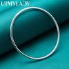 URMYLADY 925 Sterling Silver 1.5mm Smooth Bangles Bracelet For Women Fashion Charm Jewelry