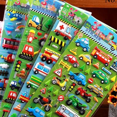 Sheets Bubble Sticker Car Truck Plane Traffic Waterproof Cartoon Anime Stickers For Girl Boy Kids Funny Educational Toys 3D 6 Kid Friendly