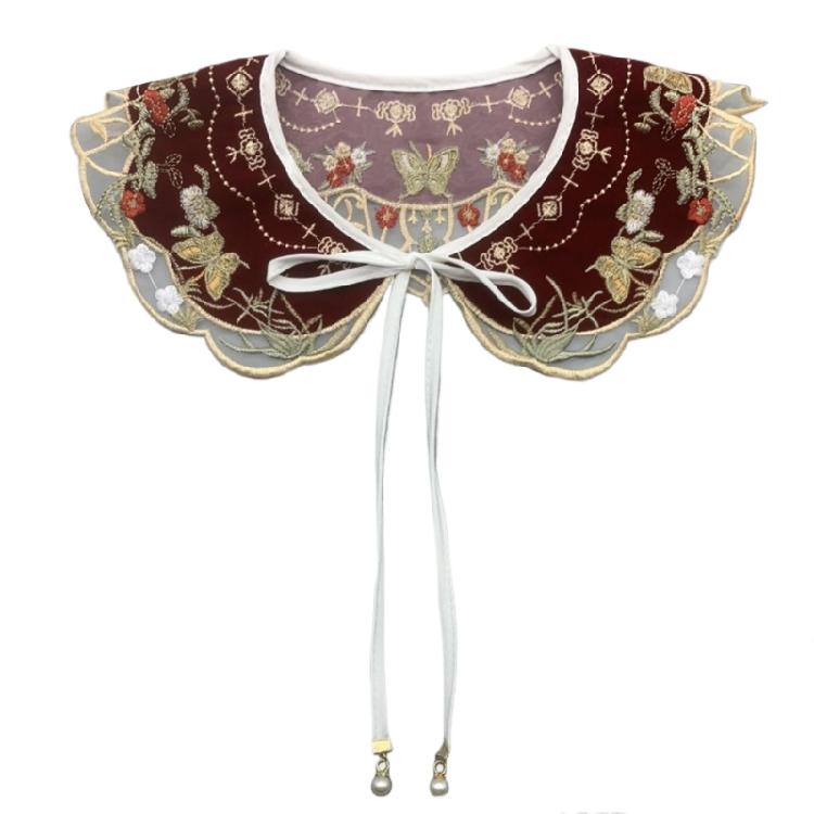 Lace Laple Shawl for Lady Girl Shawl Collar Beautiful Floral Embroidery Collar