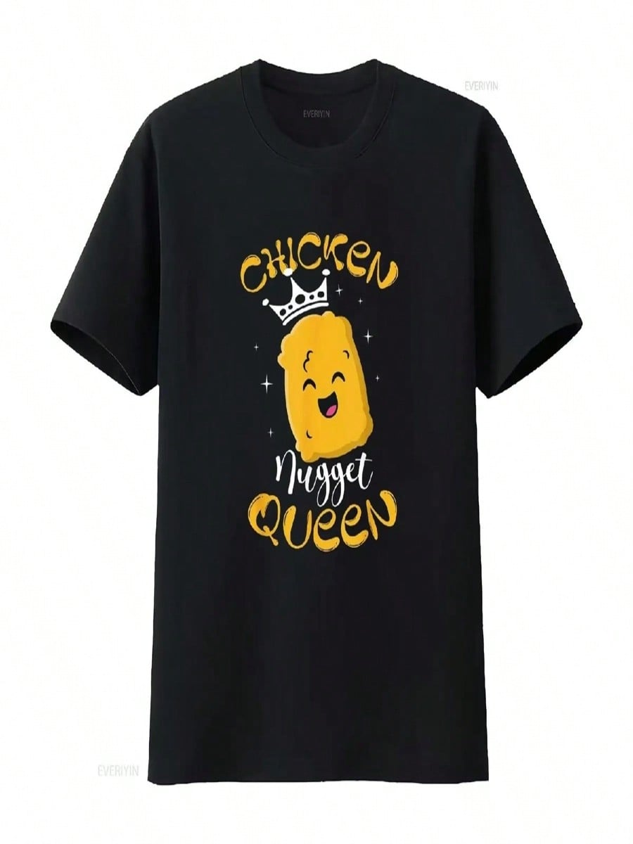 Chicken Nugget Queen Foodie Fried Snack Tendies Nuggies T Shirt Vintage Washed Soft Streetwear Top For Everyday Wear Stretched S разноцветный