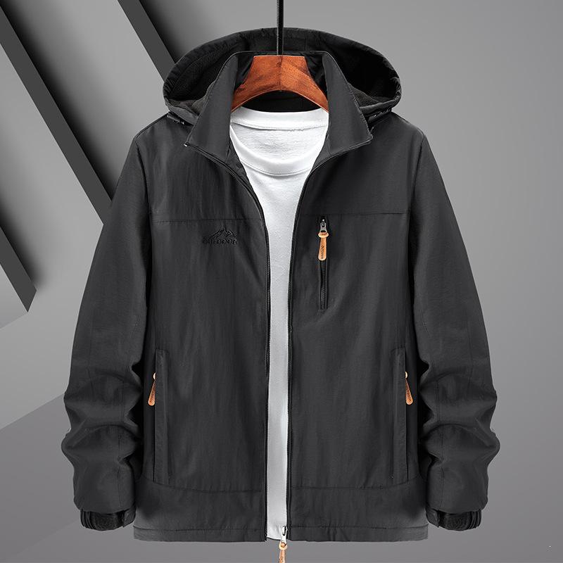 Men's Waterproof Breathable Outdoor Jacket with Detachable Hood - Spring/Autumn Plus Size Windbreaker & Sport Casual Outerwear.