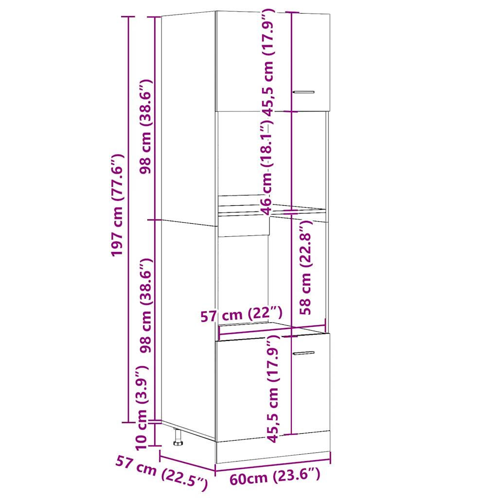 Microwave Cabinet Lyon Artisan Oak 60 X 57 X 207 Cm Particleboard