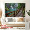 2D Turquoise River Waterfall Tapestry Nature Scenery Photography Background