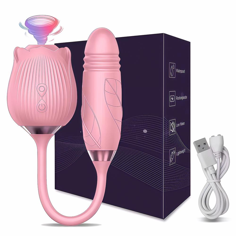 Rose Vibrator Toy for Women Clitoral Sucking Vibrator G-spot Thrusting Dildo Clit Nipple Sucker Vibrater Female Couple Sex Toys
