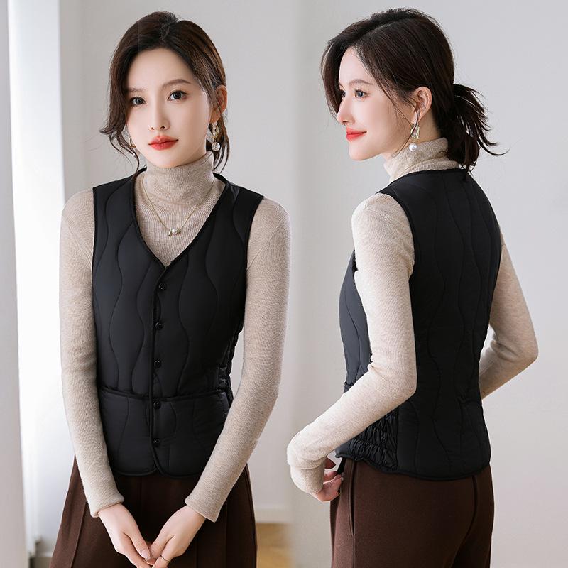 Women's Down Cotton Vest - Winter Slim Fit, Thick, Warm, Short Vest with Velvet Lining