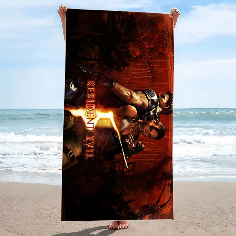 Evil Zombie Game Print Beach Towel, Large Soft Quick Dry Towel for Beach Camping Swimming