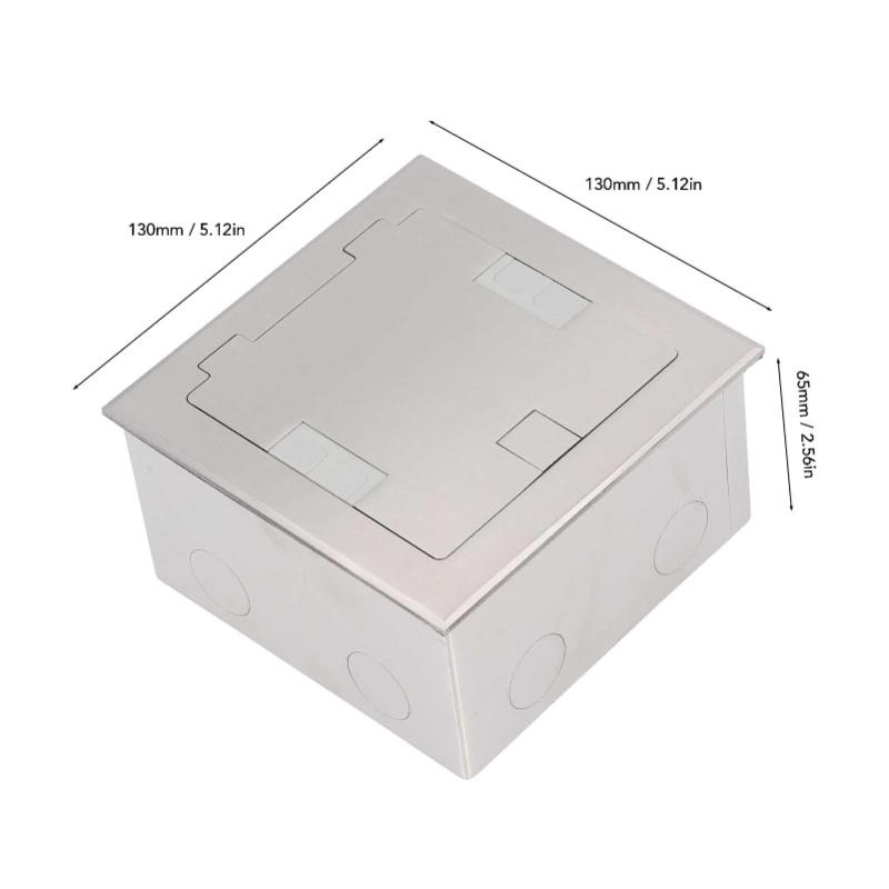 Recessed Floor Outlet Box Water Proof Stainless Steel Flat Socket 16A 2 Universal 3 Holes USB Network Port Silver
