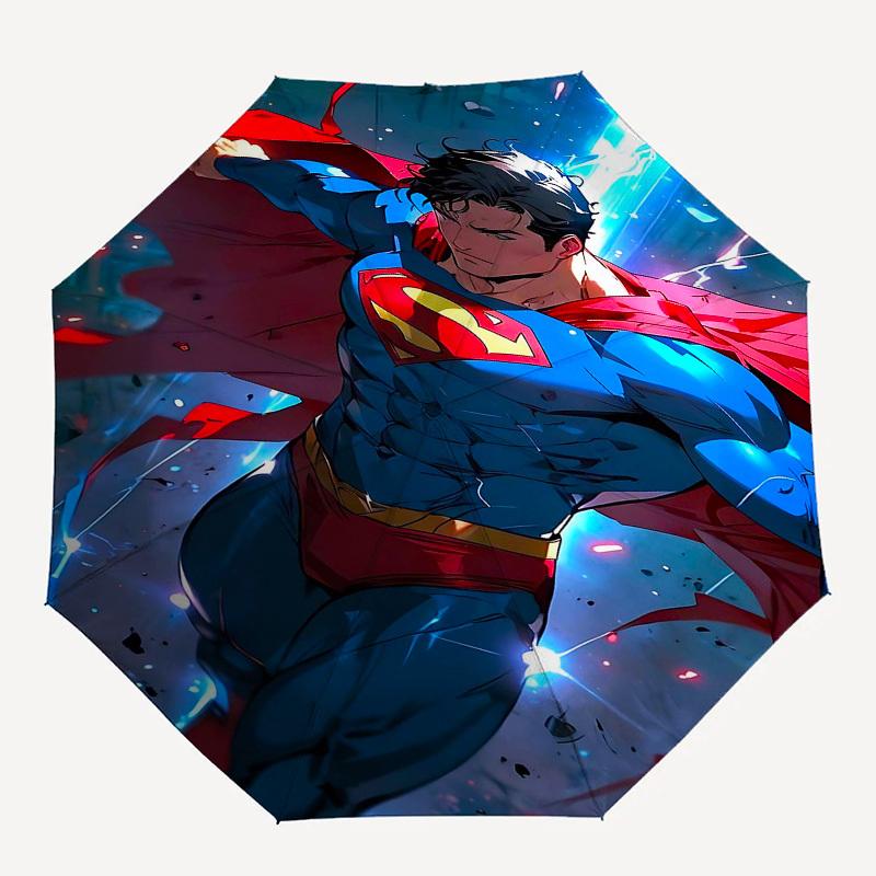 1pc Superman Automatic Folding Umbrella - Compact 8-Rib Design, Durable Plastic & Iron1086L