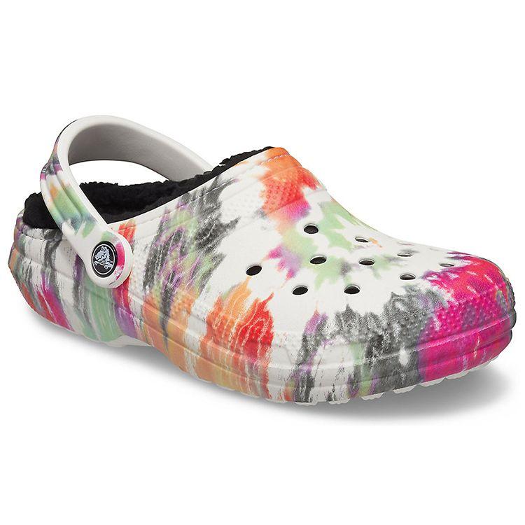 Crocs Classic Tie-Dye Lined Clog Black Multi Men Sneakers 206341-0C4