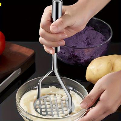 1PC Acero Inoxidable Machacador de Patatas - Prensa de Cocina Manual de Mano para Verduras y Frutas