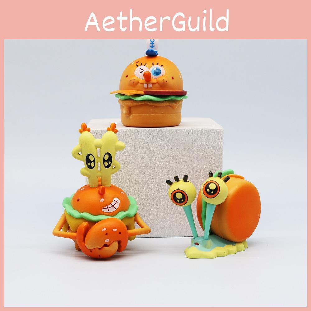 Spongebob Handcrafted Pvc Burger Series Figures Sets For Kids Collectors And