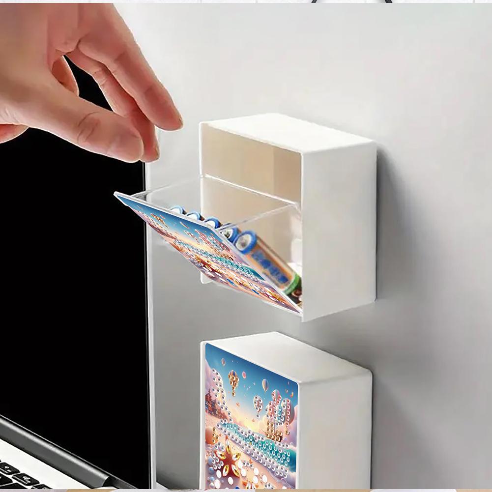 Diamond Art Organizer Box Plastic Wall Mount Organizer Diamond Painting Storage Box for Kitchen Bathroom Bedroom