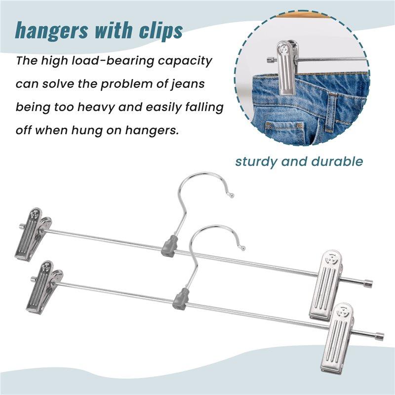 AAAF Pant Hangers,Skirt Hangers With Clips Space Saving,Adjustable Clips Hangers Clothes Hangers For Pants