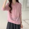 Hooded drawstring design knitted sweater women's autumn new pullover long sleeve simple wind sweater