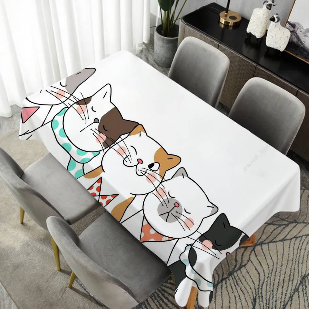 Cat Theme Printed Table Cloth Waterproof Oilproof Home Rectangular Party Table Cover Tablecloth Outdoor Picnic Mat