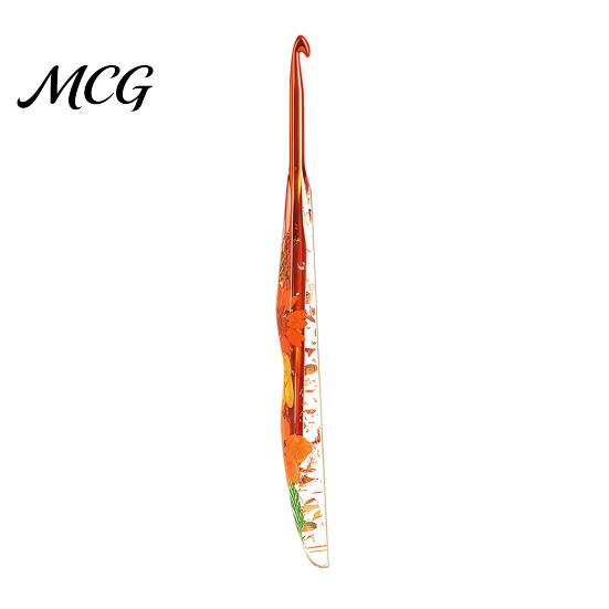 Artistic Crochet Hook Resin for Beginners, Crocheting Lovers, 2.0mm-8.0mm Ergonomic Gift Set with Long Floral Handle Blankets, Dolls, Shawls,