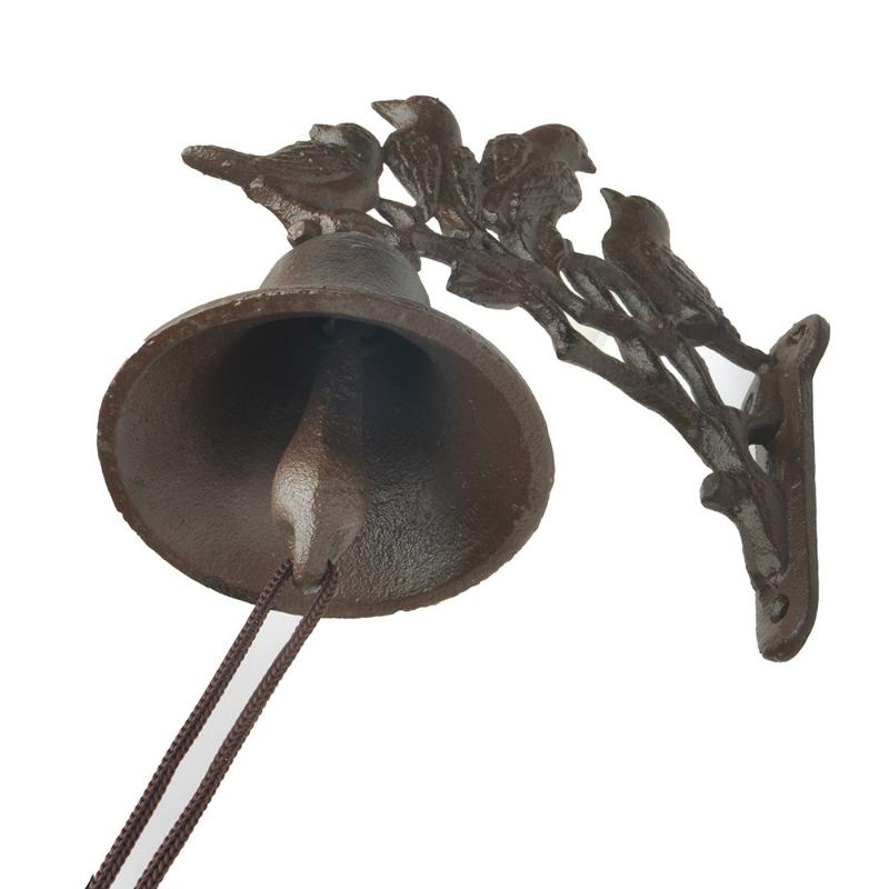 Cast Iron Four-bird Branch Bell Suitable for Courtyard Garden Wall Doorbell Creative Decoration Crafts
