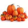 16pcs Artificial Foam Autumn Pumpkin Set Multi-Sized Decorative Pumpkins Thanksgiving Halloween Fall Decor Tabletop Centerpiece