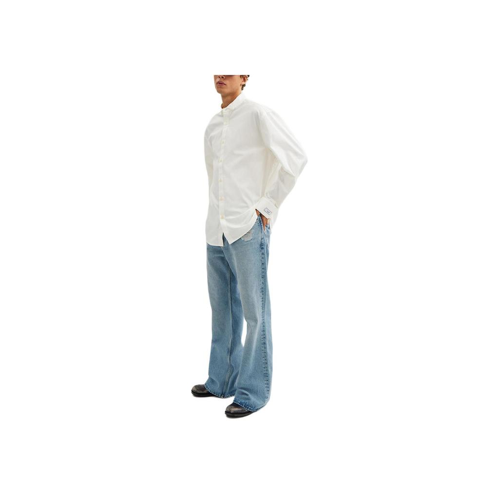 Coach Solid Color Single-Breasted Tailcoat Long Sleeve Shirt Men Shirts Ivory CX662-VT5