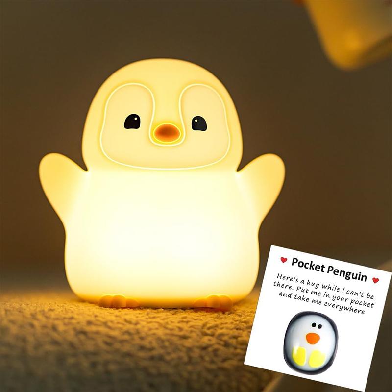 Cute Penguin Night Light, Animal Silicone Nursery Lamp Touch Control Nightlights USB Rechargeable Bedside Lamps