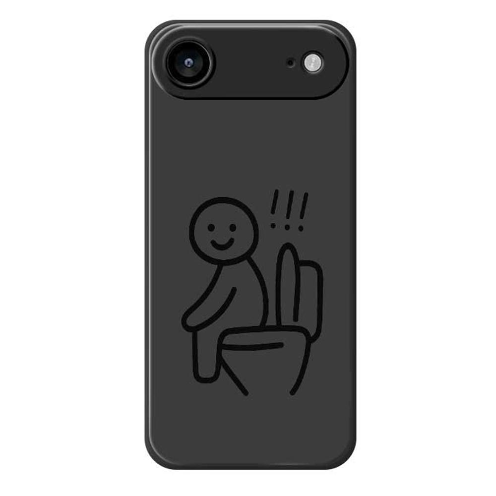 

For iPhone 17 Air Case Stickman Toilet Pattern Printing Straight Edge TPU Phone Back Cover Black