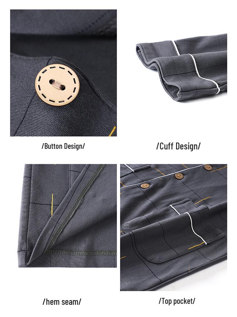 Men's Plus Size Cotton Pajama Set - Long-Sleeved, Ideal for Middle-Aged & Elderly, Spring to Winter Wear