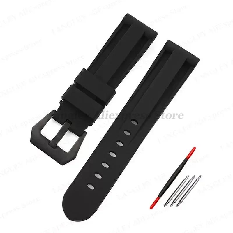 Rubber Watch Band 20mm 22mm 24mm 26mm for Panerai Strap Silicone Bracelet for Omega Mens Women Sport Band Replacement Wrist Band
