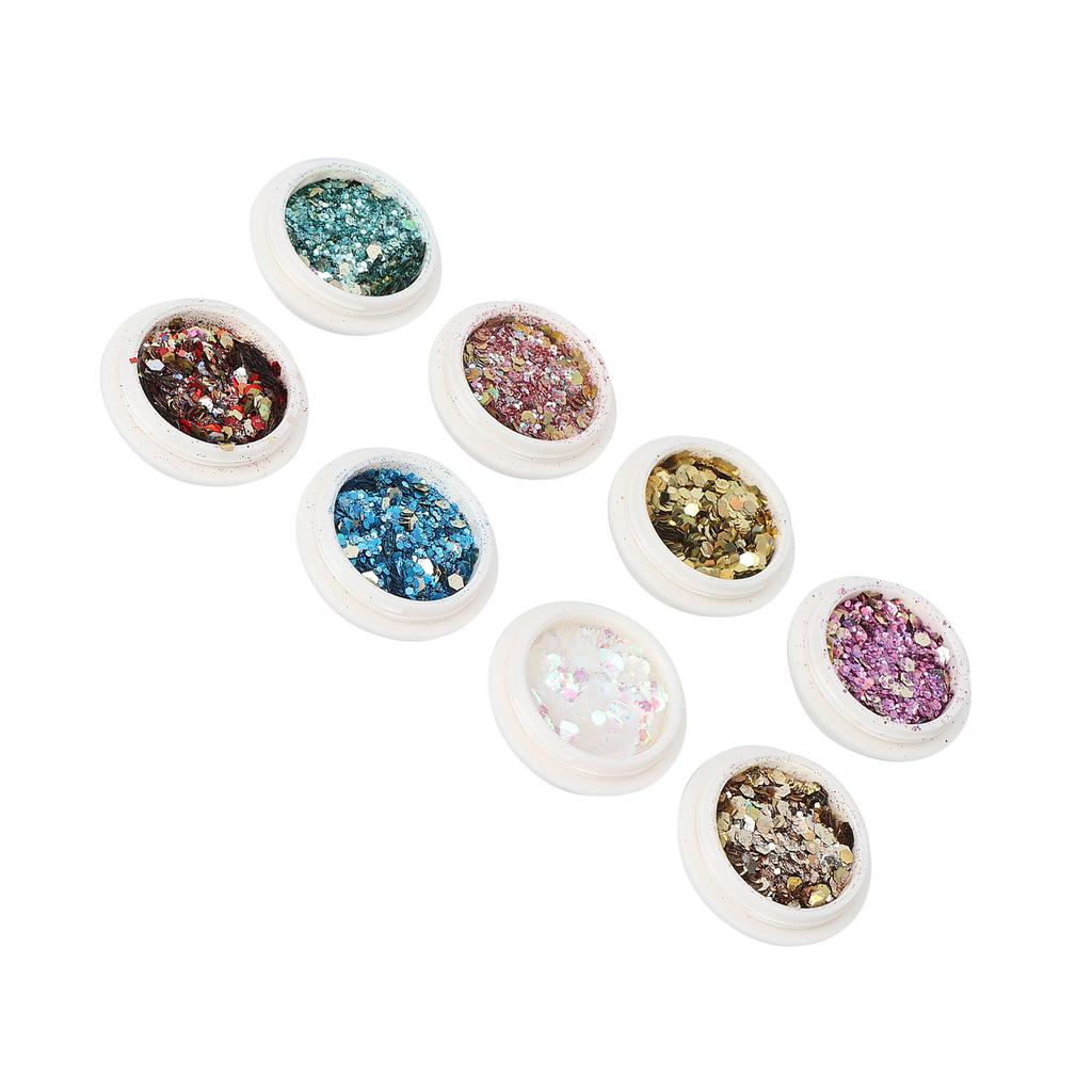 8 Dosen Nailart Glitzerpuder Staub Maniküre Sechseckige Gemischte Pailletten Nageldekoration