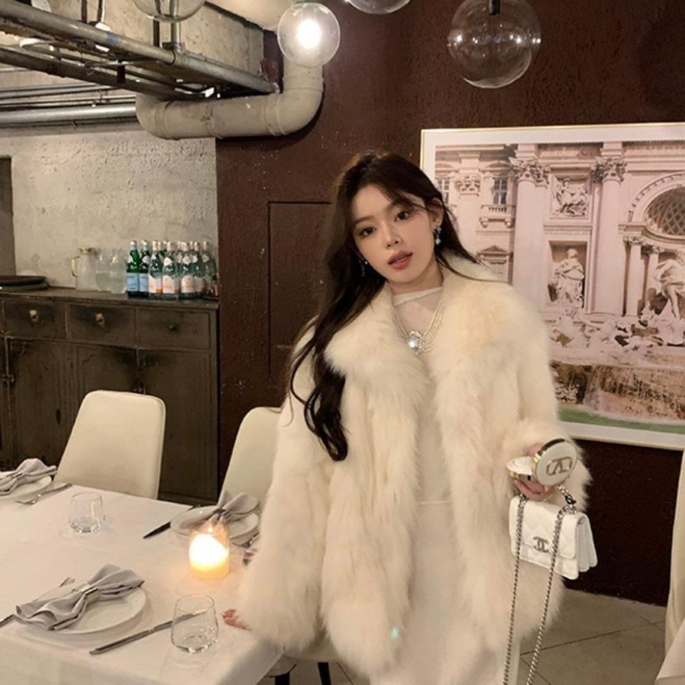 Autumn and Winter Environmentally Friendly Fur Coat Imitation Fox Hair Millennials Socialites Young Warm Thickened Loose Lapel Coat